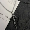 Black cross-shaped titanium steel necklace, men's fashionable sweater chain, niche high-end accessory, women's best-selling accessory in Yiwu Specification image